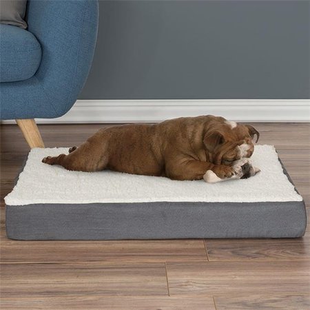 PETMAKER Petmaker 80-PET5089G Orthopedic Sherpa Top Pet Bed with Memory Foam & Removable Cover - Gray 80-PET5089G